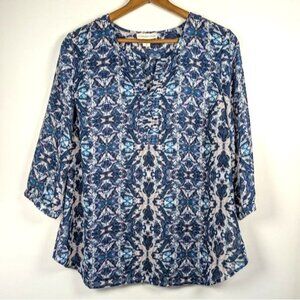 Coldwater Creek Top Women's Pintuck 3/4 Sleeve‎ Boho Fairy Cottagecore Moroccan